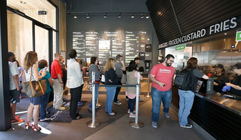 Patrons line up at Shake Shack at Legacy West in Plano. Amazingly, the lines weren't super...