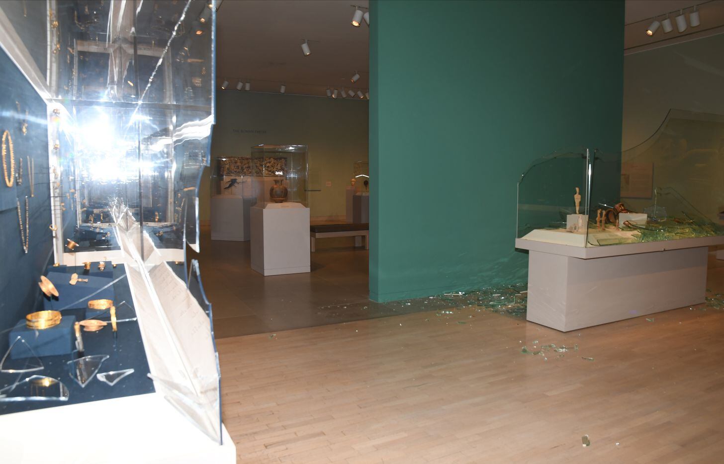 Hernandez shattered several display cases in the museum’s second-floor ancient Mediterranean...