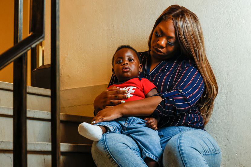 Lauren McNeal, 27, and her son Elijah McNeal, 7 months, at the Center for Transforming Lives...