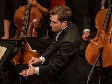 Artistic Director Richard McKay leads the Dallas Chamber Symphony  into concert at the Moody...