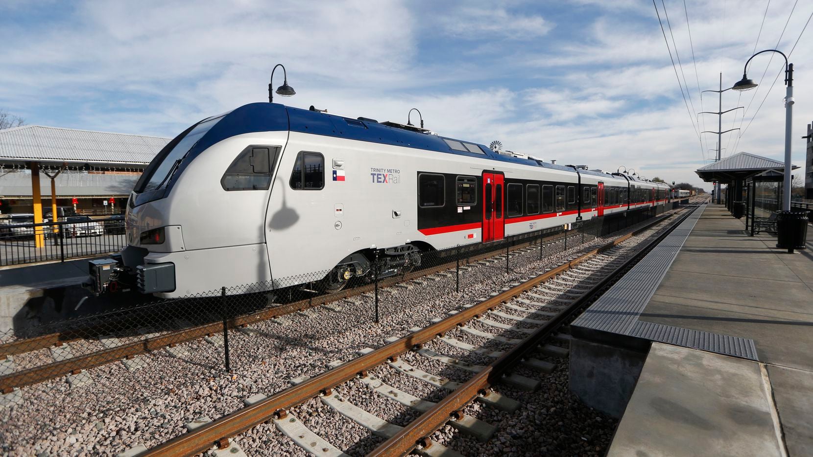 A TEXRail train makes its maiden trip on Dec. 31