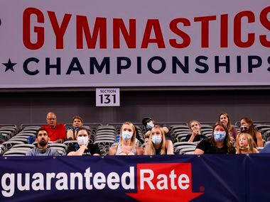 Fans watch during Day 1 of the US gymnastics championships on Thursday, June 3, 2021, at...