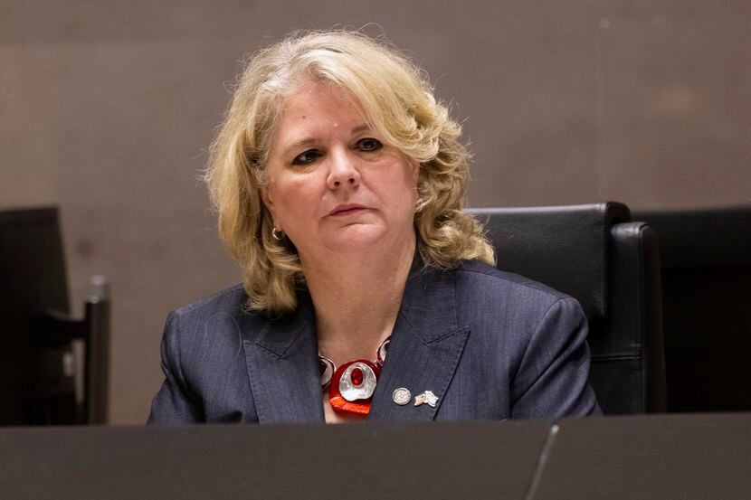 Council Member Cara Mendelsohn listens to public comment during a Dallas City Council...