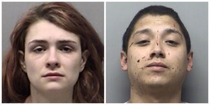 Paige Harkings (left) and Andrew Fabila, both 24, are charged with endangering a child after...