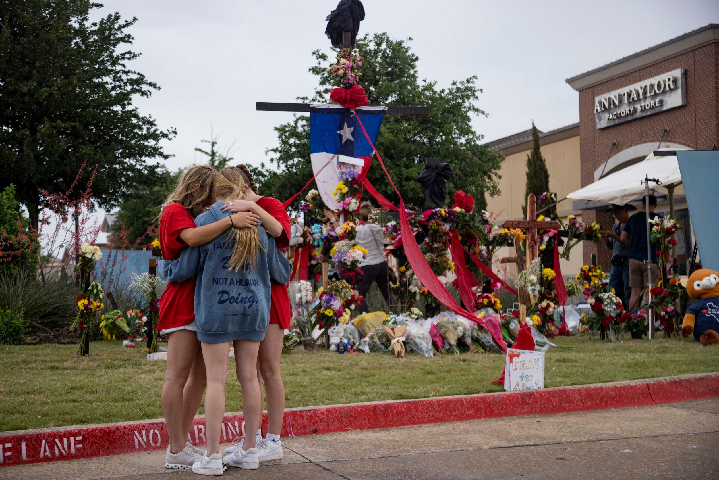 (From left) Allen High School students Marina Martinez, 18, Riley Barham, 18, and Brie...
