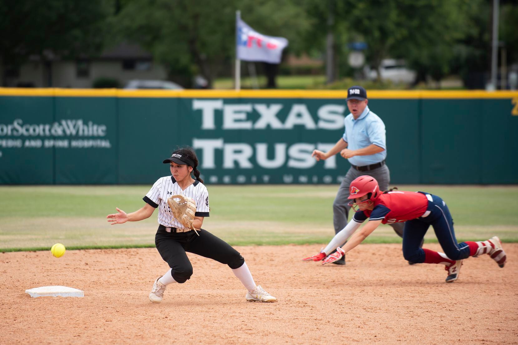 Bishop Lynch senior Natalia Escalante (2) gets in position to field a throw from the...