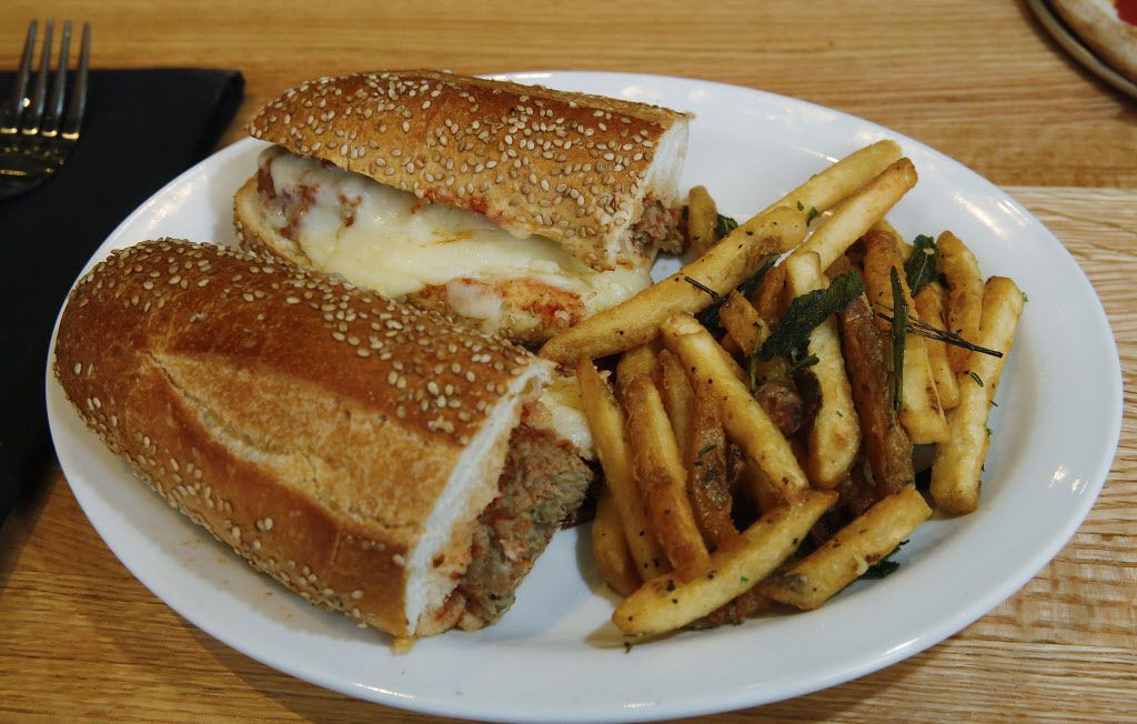 Meatball Parmesan Sandwich photographed Monday December 14, 2015, from the lunch menu of the...