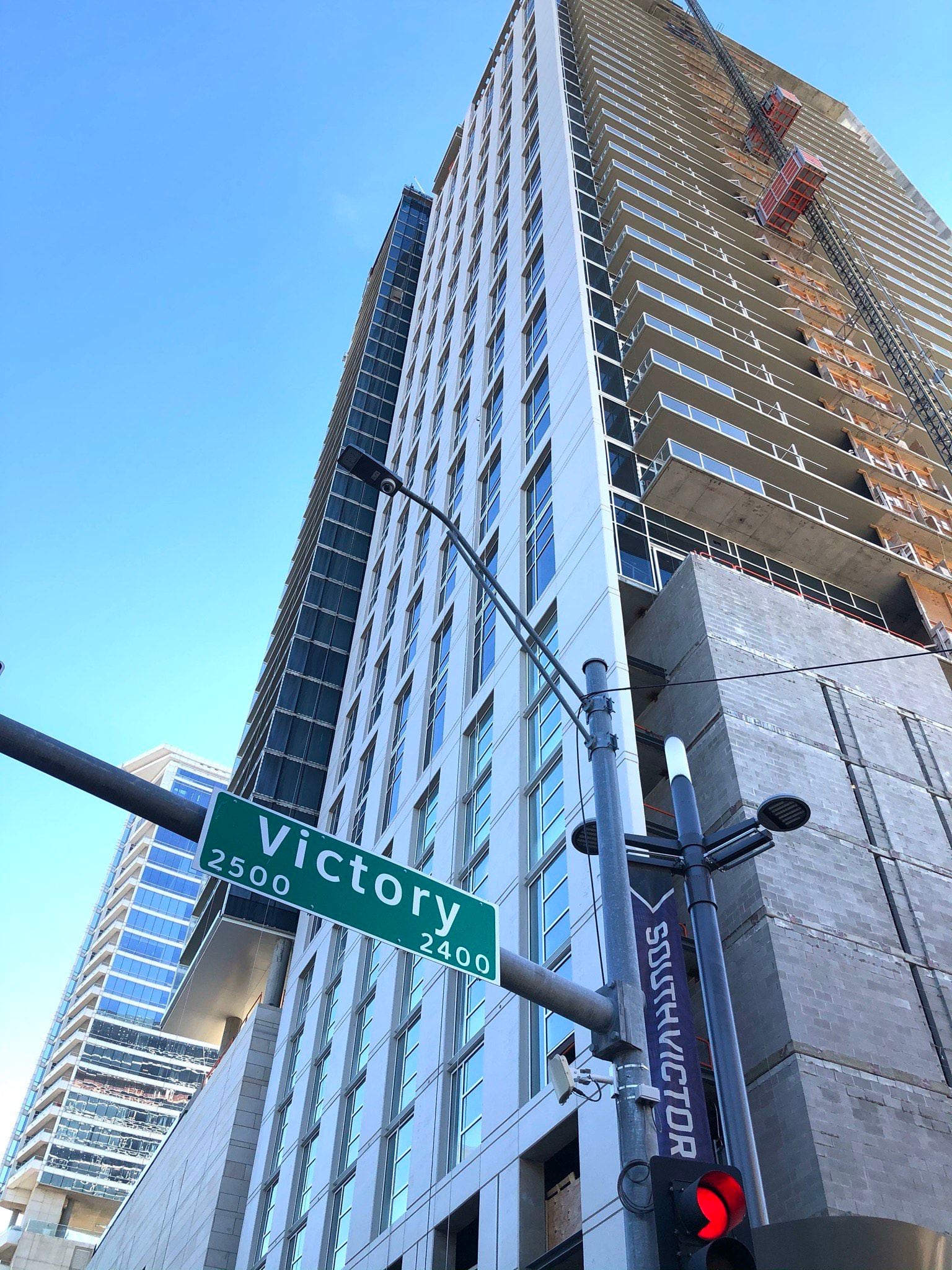 The 40-story Victor apartment tower includes about 10,000 square feet of retail space.