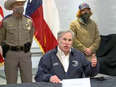 Texas Governor Greg Abbott speaks during a press conference on Wednesday, February 17, 2021 in Austin.