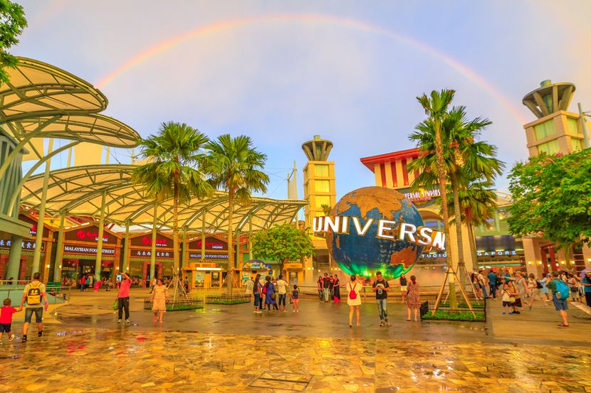 Ilustración de un parque temático de Universal Studios.