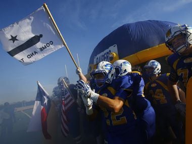 TXHSFB Sunnyvale prepares to take the field for the second half against Mineola  in their state quarterfinal high school playoff football game in Royse City, Texas, Saturday, December 5, 2015. Mike Stone/Special Contributor