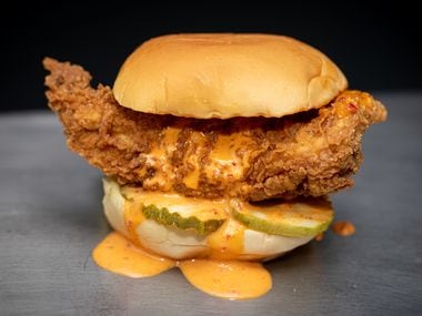 The spicy fried chicken sando at Fuku is one of the most popular items. Fuku is one of chef David Chang's new concepts. It's the cousin to Momofuku, Chang's first restaurant.