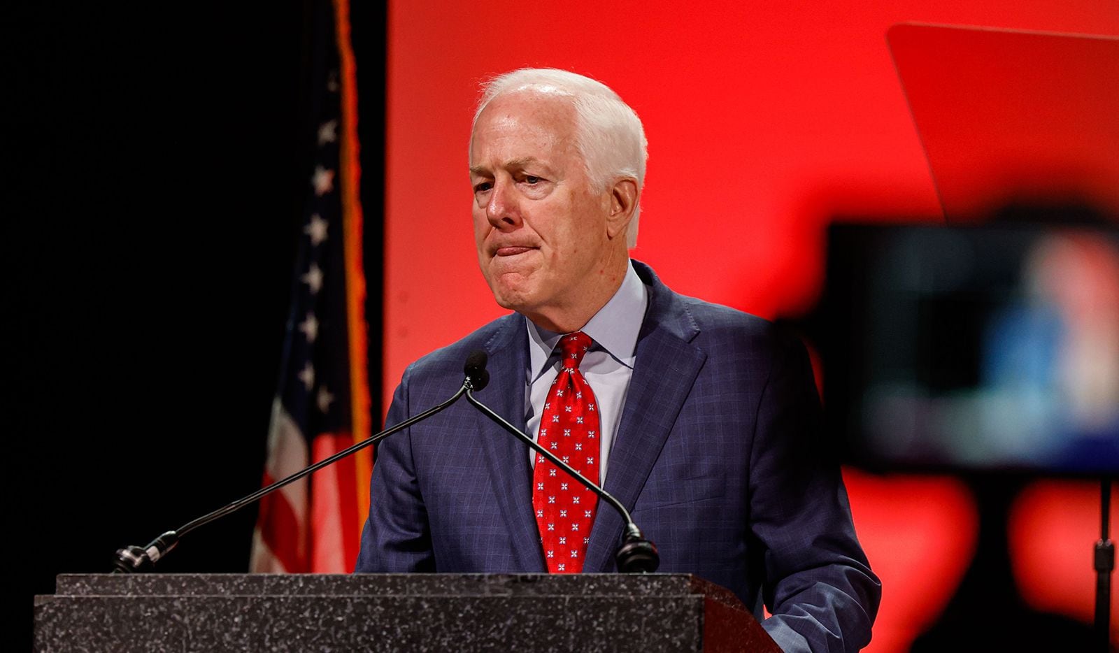 Sen. John Cornyn is booed during his speech to the 2022 Republican Party of Texas State...