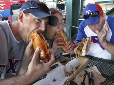 Taste testing the Texas Rangers' new two-foot-long 'boomstick burger'  concession at Globe Life Field 