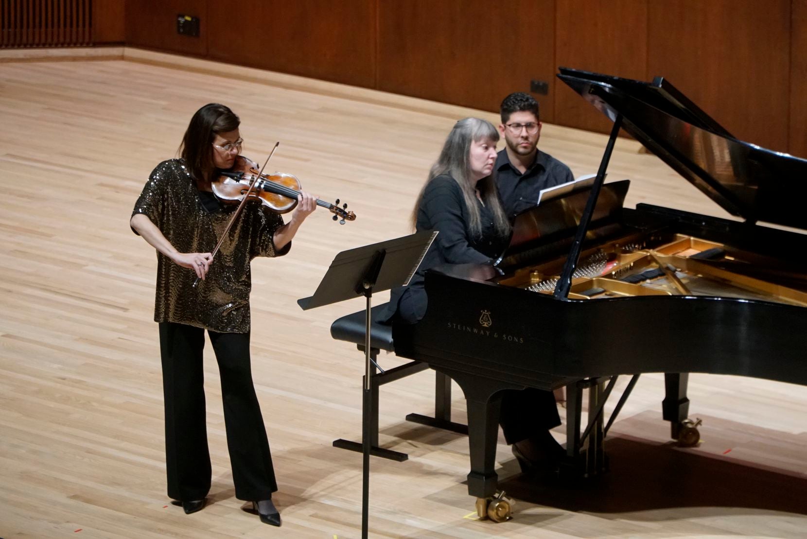 Violinist Maria Schleuning and pianist Liudmila Georgievskaya performed Sunday at SMU's...