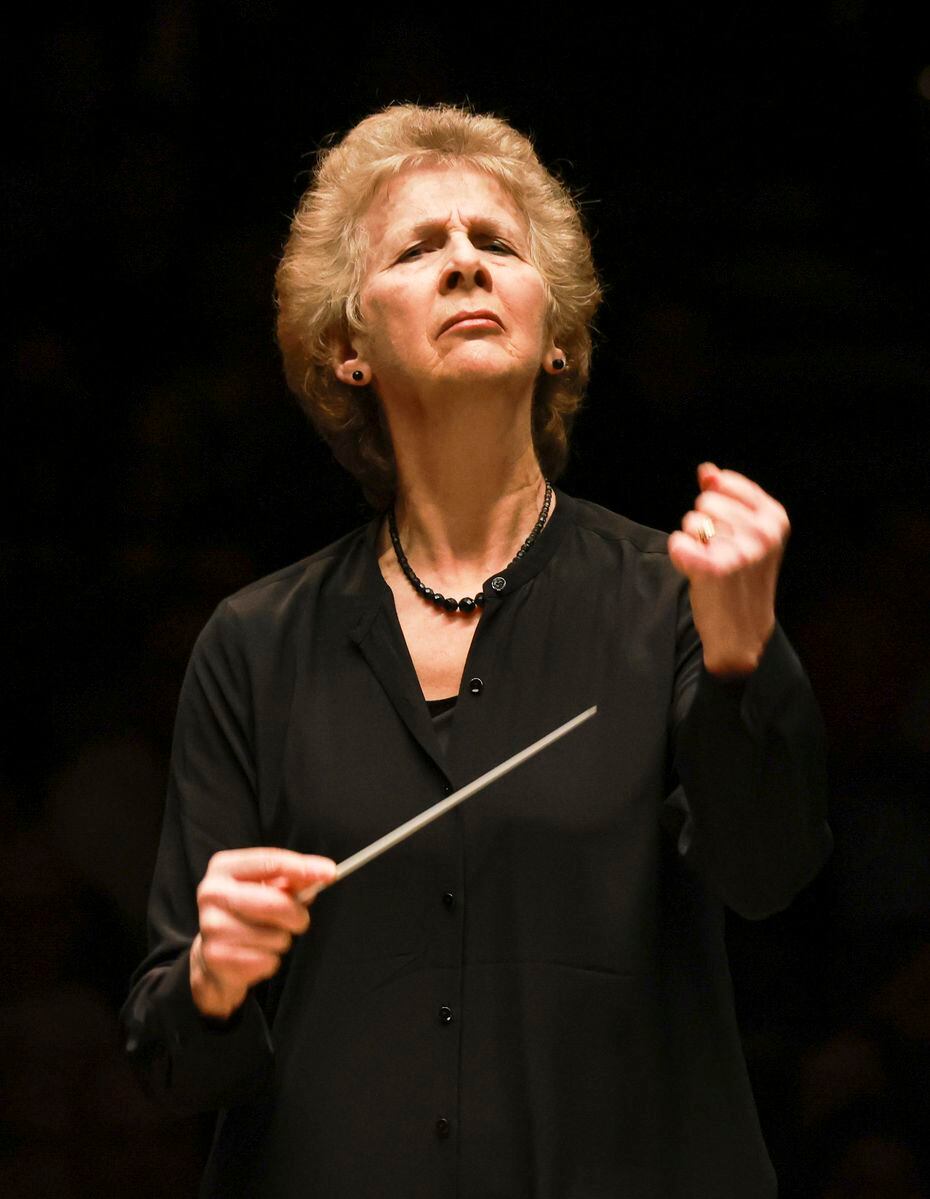 Guest conductor Jane Glover leads the Fort Worth Symphony Orchestra at Bass Performance...