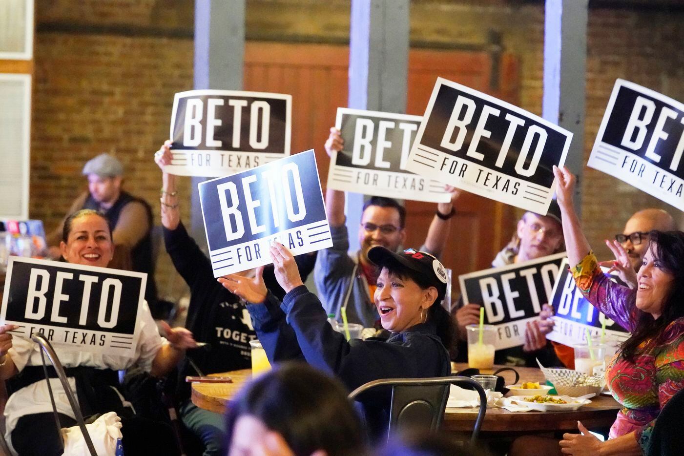 Supporters gather at an election night party for Beto O'Rourke, Texas Democratic...