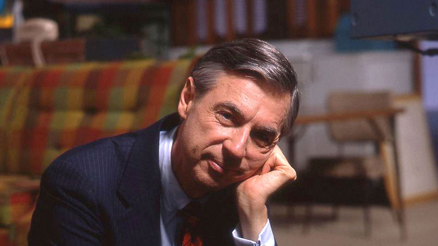 Fred Rogers on the set of his show "Mr. Rogers Neighborhood," from the film "Won't You Be My...
