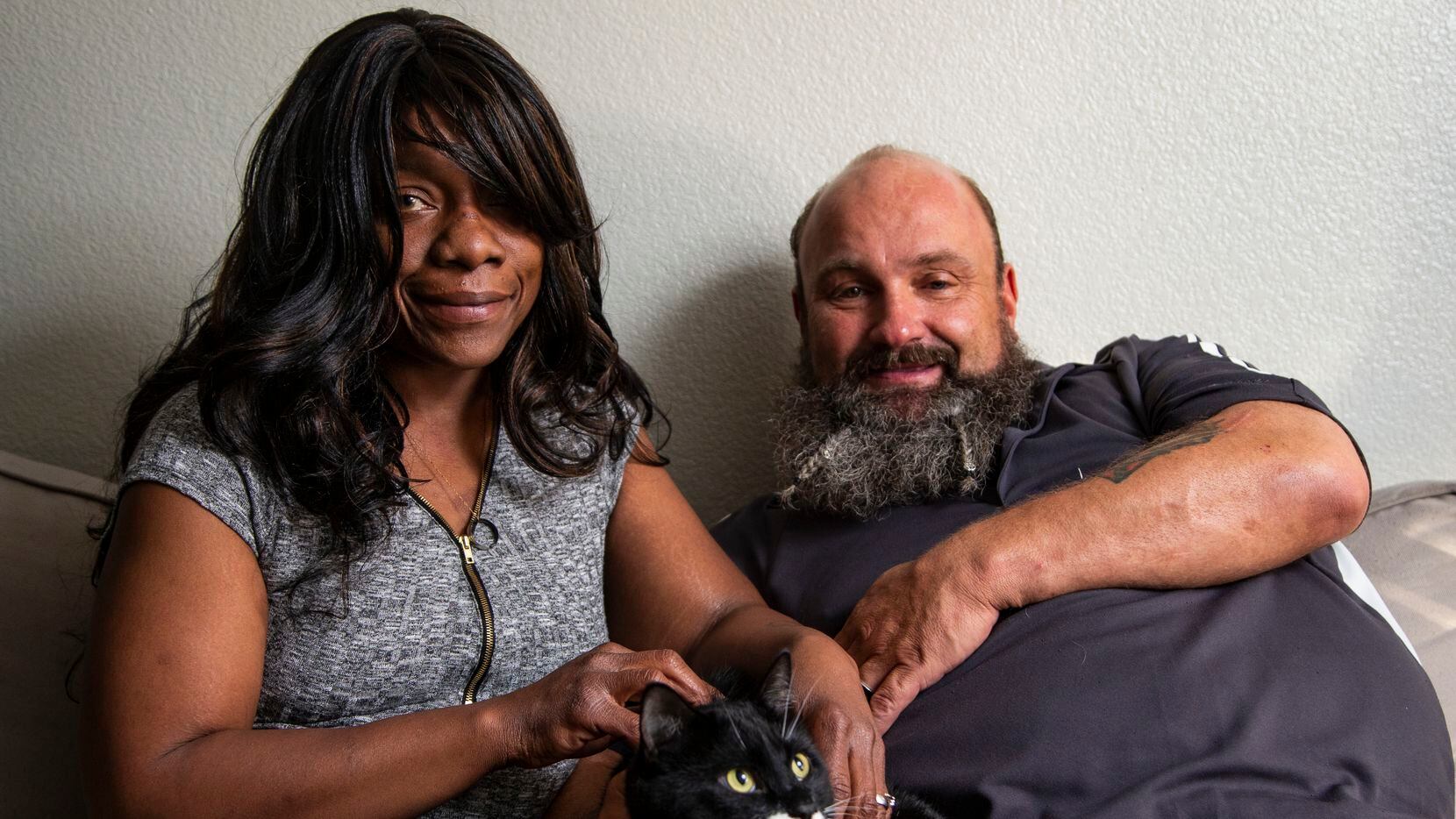 Deborah and Jonathan Vaughn were happy to be able to welcome their cat, Wubdabewy (think “rub the belly” in baby talk), at their new apartment in Dallas. The couple spent time camping on the streets because they couldn't find a home that would allow their pet.