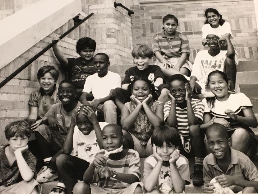 A group of children mentored by Brent Renaud posing for a picture around 1994. Renaud, a...