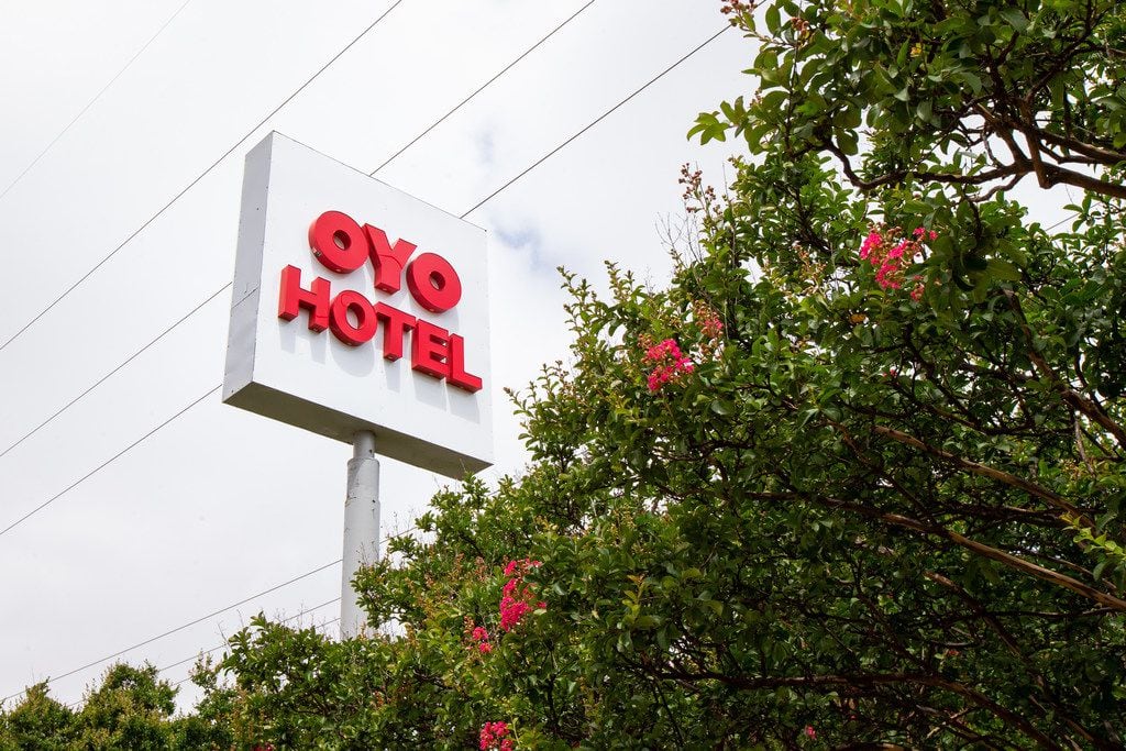 An Oyo hotel sign seen in Dallas. The company has furloughed thousands of employees since...
