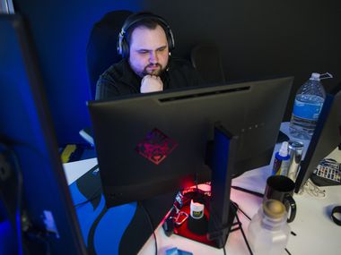 Dallas Fuel Head Coach Aaron "Aero" Atkins practices on Wednesday, January 29, 2020 at Envy Gaming headquarters in Dallas.