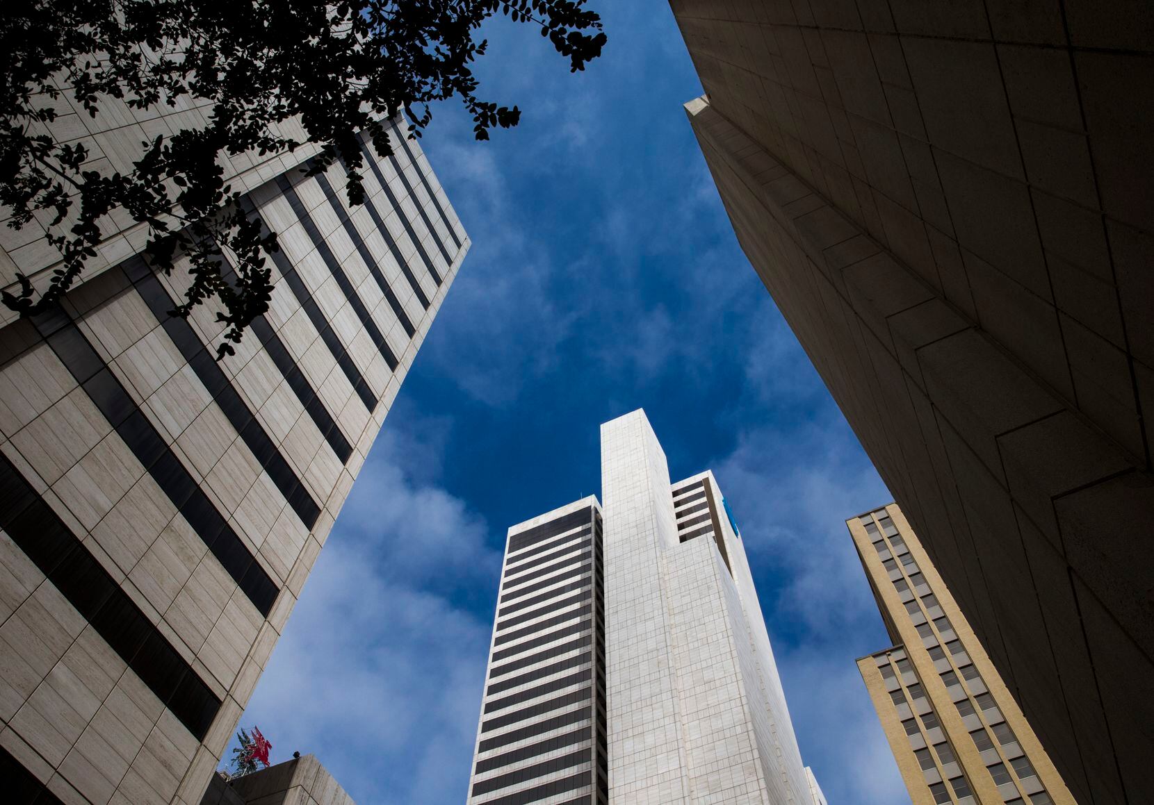 AT&T has four high-rise buildings at Commerce and Akard streets in downtown Dallas.