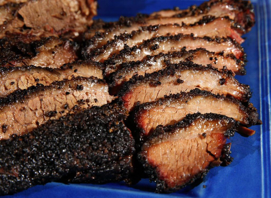Smoked brisket from Todd David of Cattleack Barbecue at the home of Mark Vamos in Dallas on...