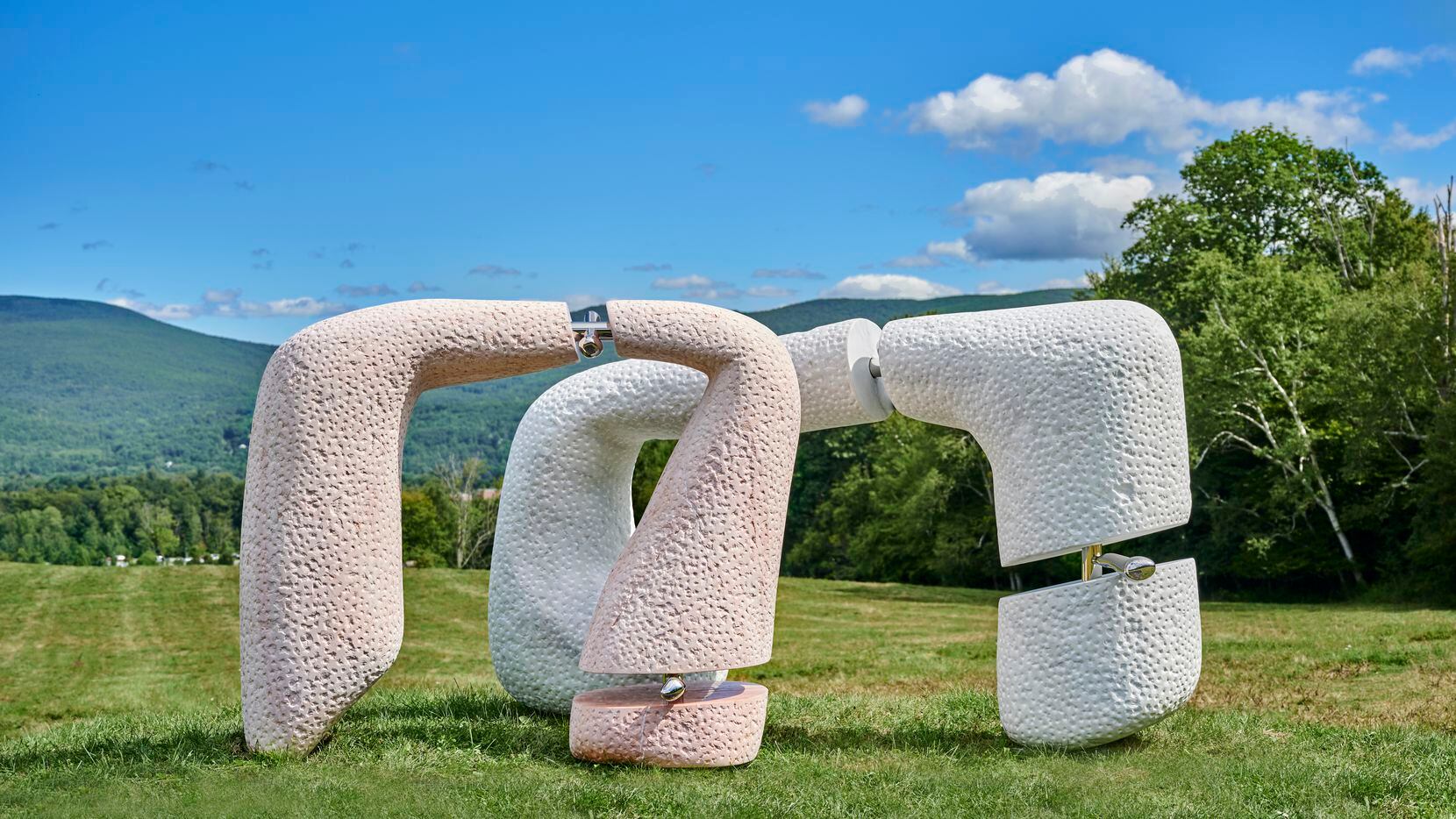 Nairy Baghramian's "Knee and Elbow," a 2020 sculpture featuring marble and cast stainless...