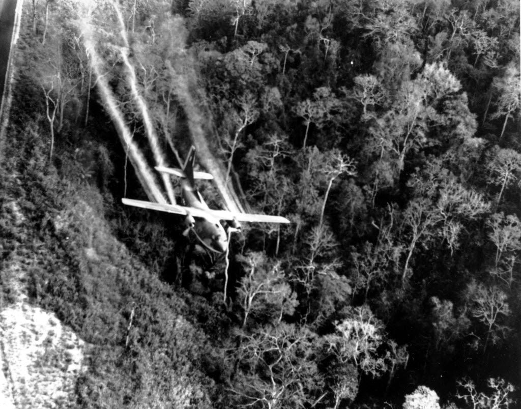  In this May 1966 file photo, a U.S. Air Force C-123 flies low along a South Vietnamese...