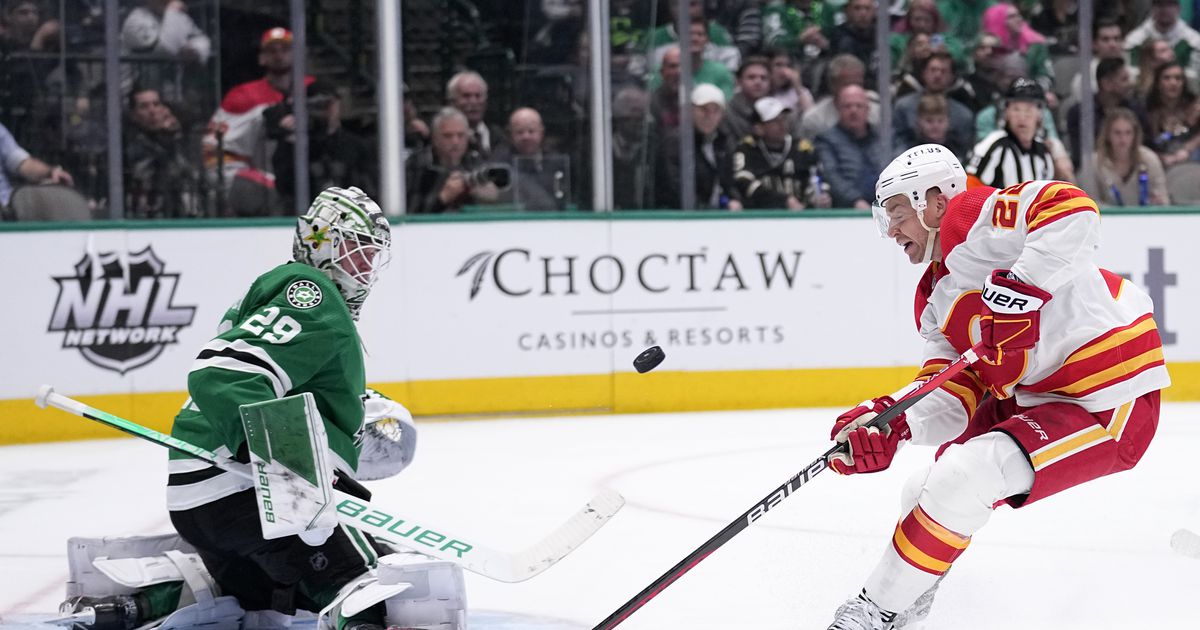 Jake Oettinger, Stars run out of answers for Flames’ barrage of shots in stunning loss