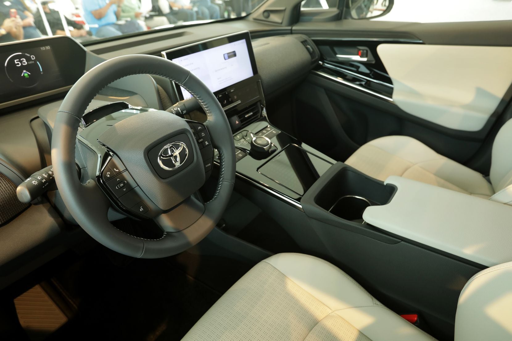 Toyota showed off the interior of the new Toyota BZ4X concept vehicle on Wednesday. The BZ4X...