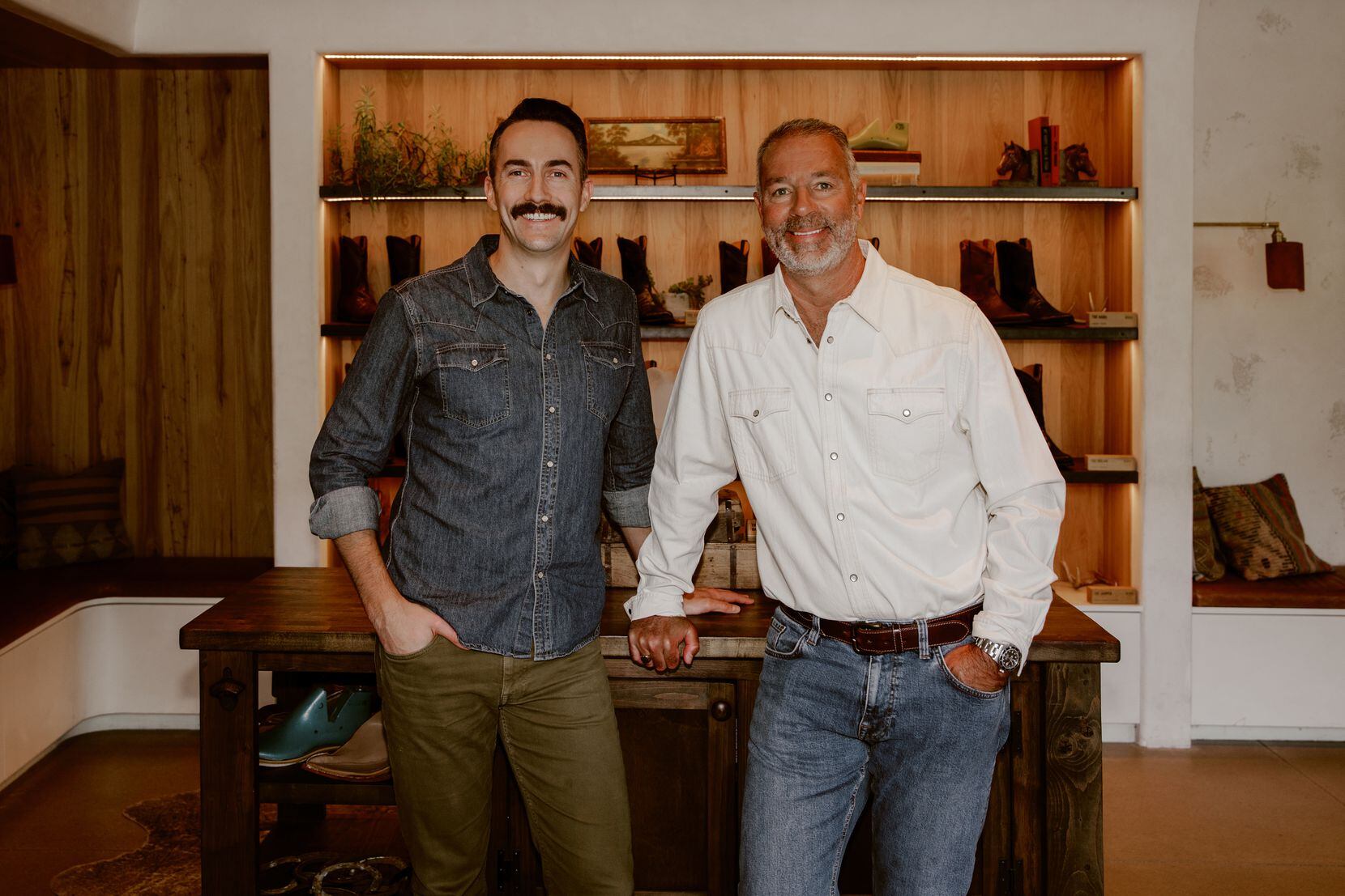 Paul Hedrick, founder and CEO of Tecovas (left) with David Lafitte (right) who becomes CEO...