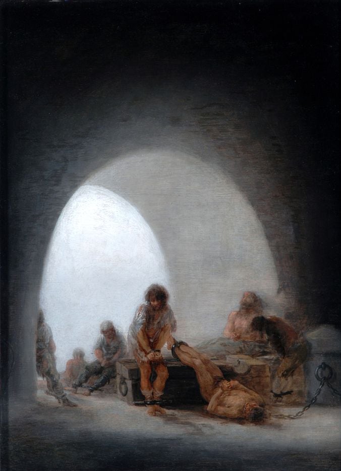 Francisco Jos  de Goya y Lucientes (Spanish, 1746 1828), Interior of a Prison, 1793-94. Oil...