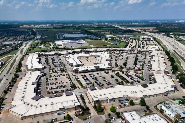 Aerial view of the Allen Premium Outlets on the day it reopened, almost a month after the...