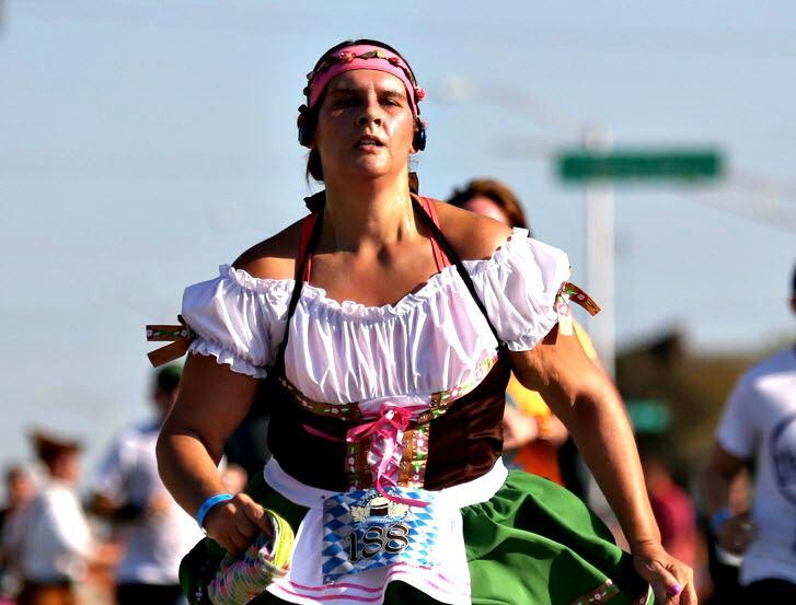Kristin Brooks runs in the Rahr Oktoberfest 5k at the Rahr & Sons Brewery in Fort Worth. 