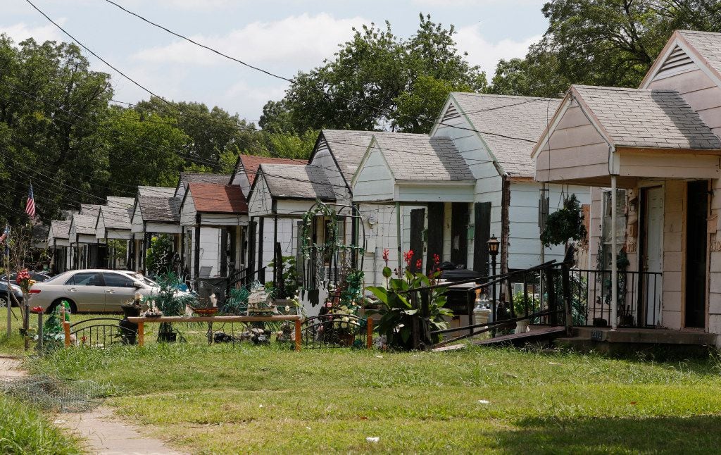 Homes line the street in the 2300 block of Elsie Faye Heggins St. in Dallas on Monday, July...