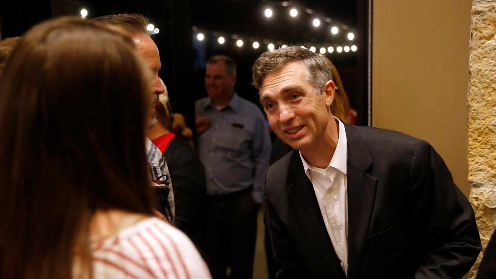 U.S. Rep Van Taylor greeted supporters during an election night watch party Nov. 3, 2020, at...