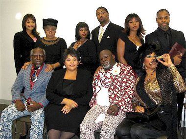 Front row, second from the left is Tamela Mann who stars as Cora and next to her is David...