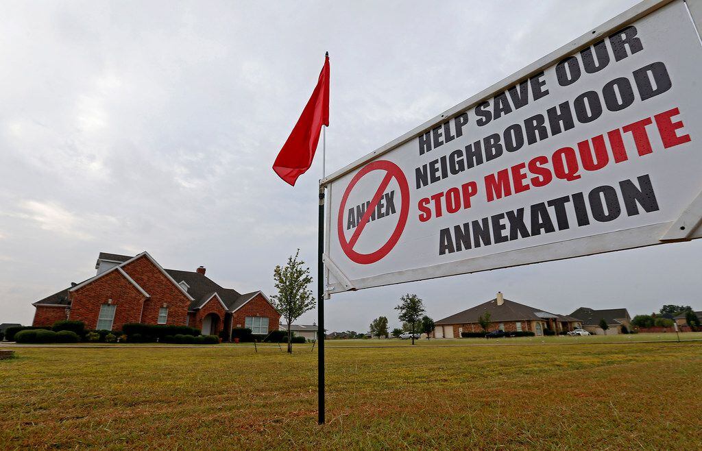 A sign is seen on the front yard at 10474 Walnut Lane near Forney, Texas, Thursday, Sept....