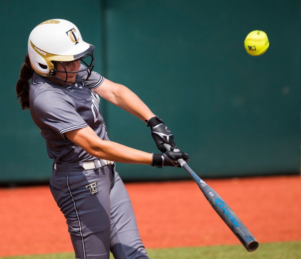 The Colony's Olivia Wick (11) bats during the sixth inning of a UIL Class 5A state semifinal...