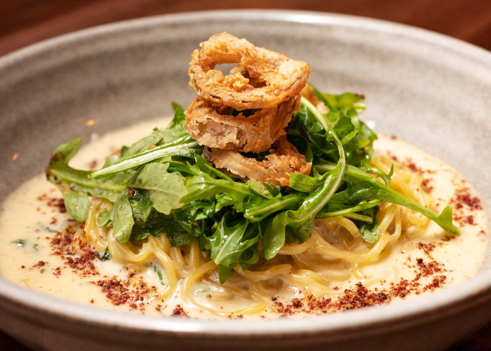 Cacio e pepe is made with housemade pasta. It's one of Rye's more recognizable dishes.