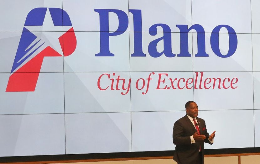 Plano Mayor Harry LaRosiliere speaks to the crowd at the grand opening ceremony of the...