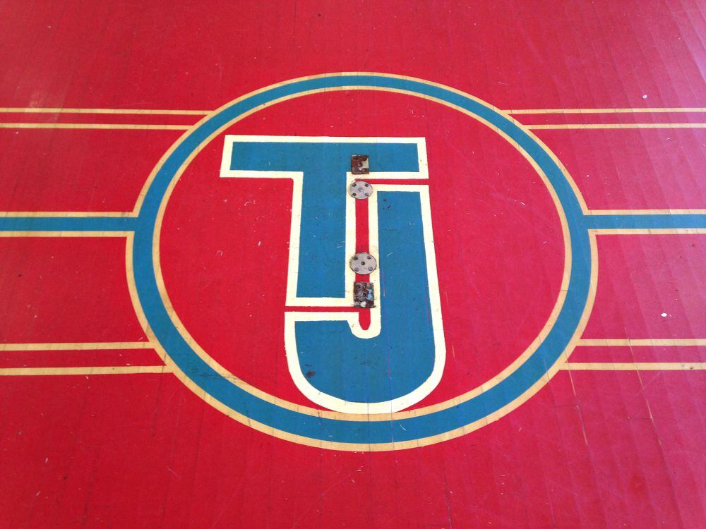 The gym floor at Thomas Jefferson High School in Dallas