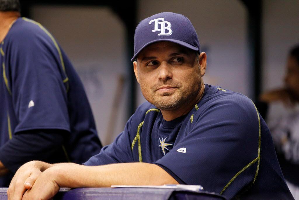 Apr 24, 2015; St. Petersburg, FL, USA;Tampa Bay Rays manager Kevin Cash (16) looks on in the...