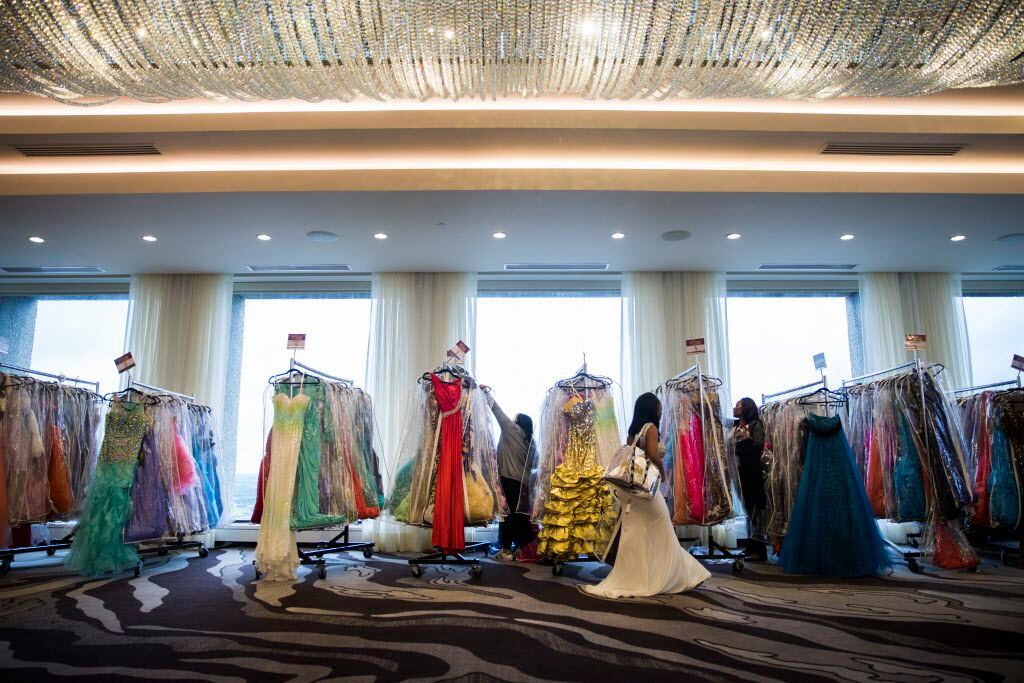 High school students choose prom dresses during TLC's Say Yes to the Prom event on Monday,...
