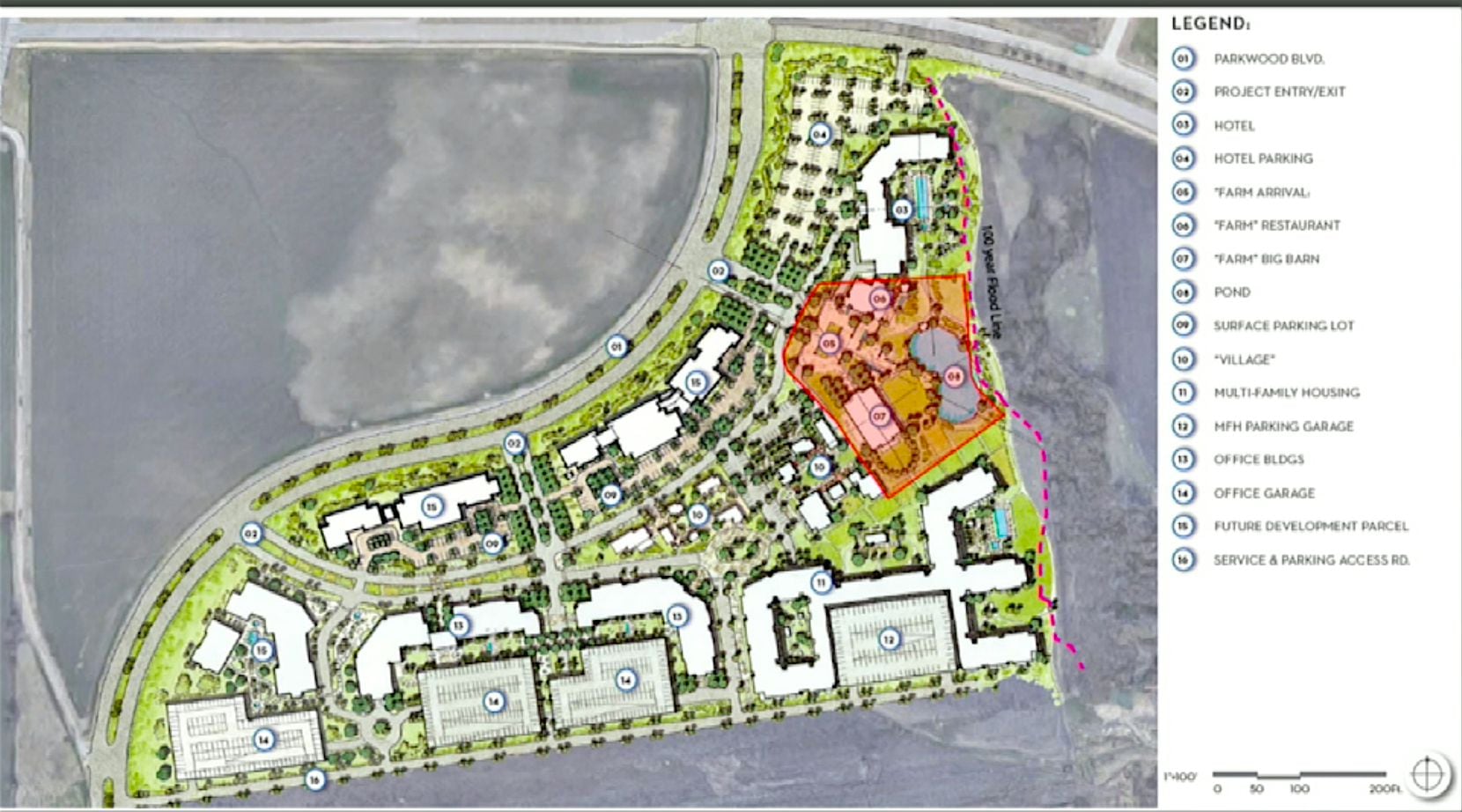 The 142-acre project located east of the Dallas North Tollway would include office, hotel,...