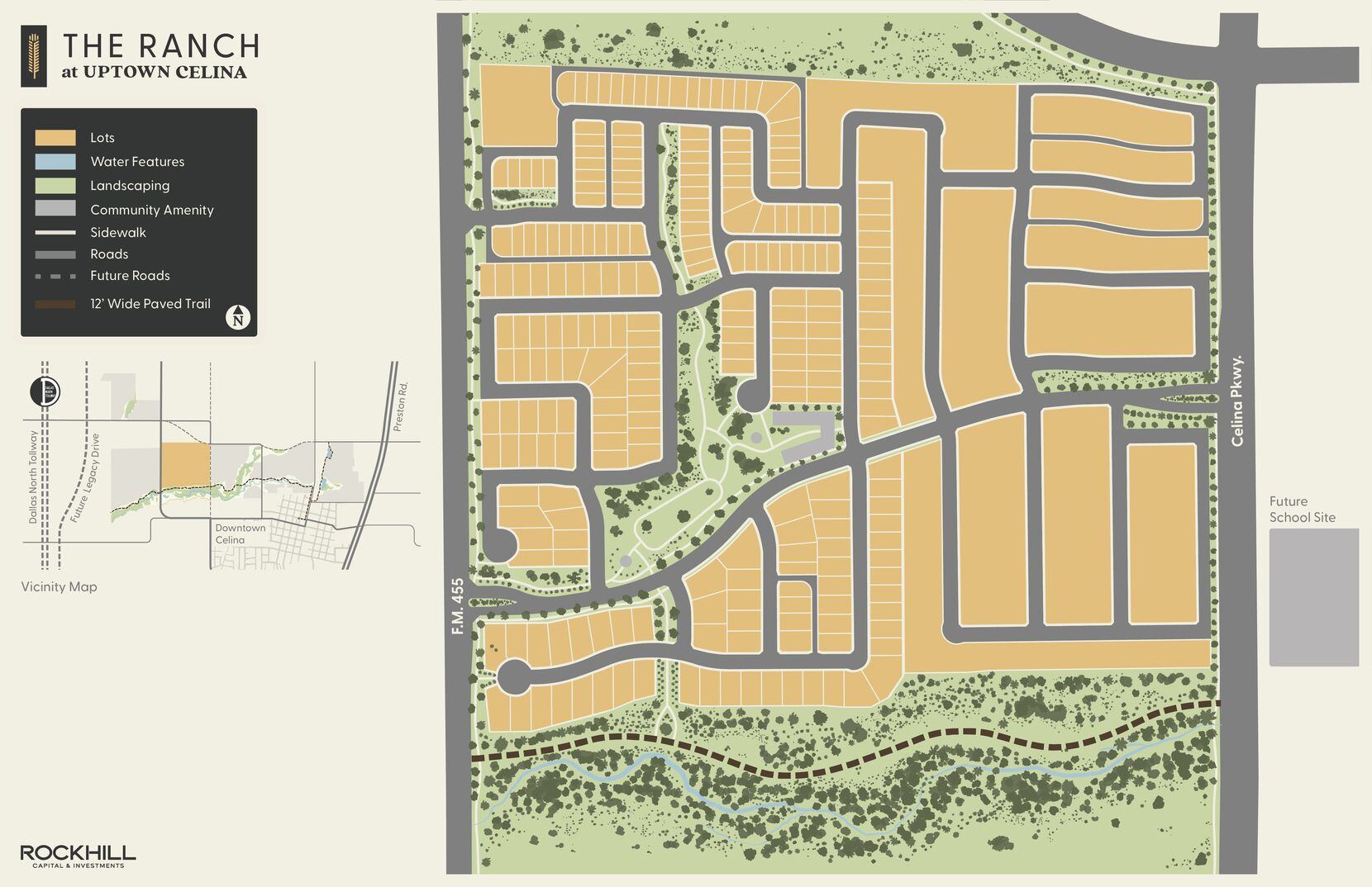 A site plan of The Ranch at Uptown Celina.