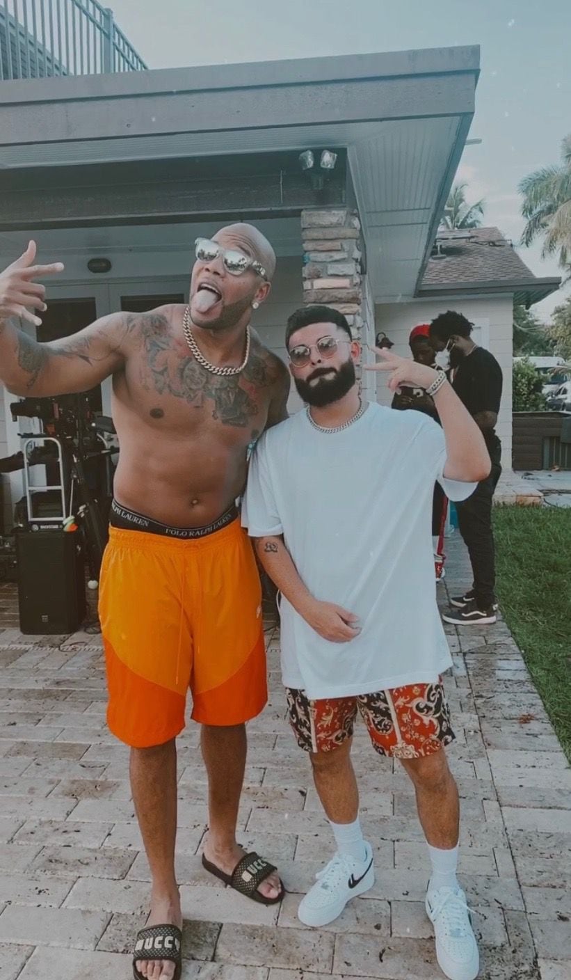 NATEGAWD poses with Flo Rida, who appeared in the music video for "Take a Shot and Make a...