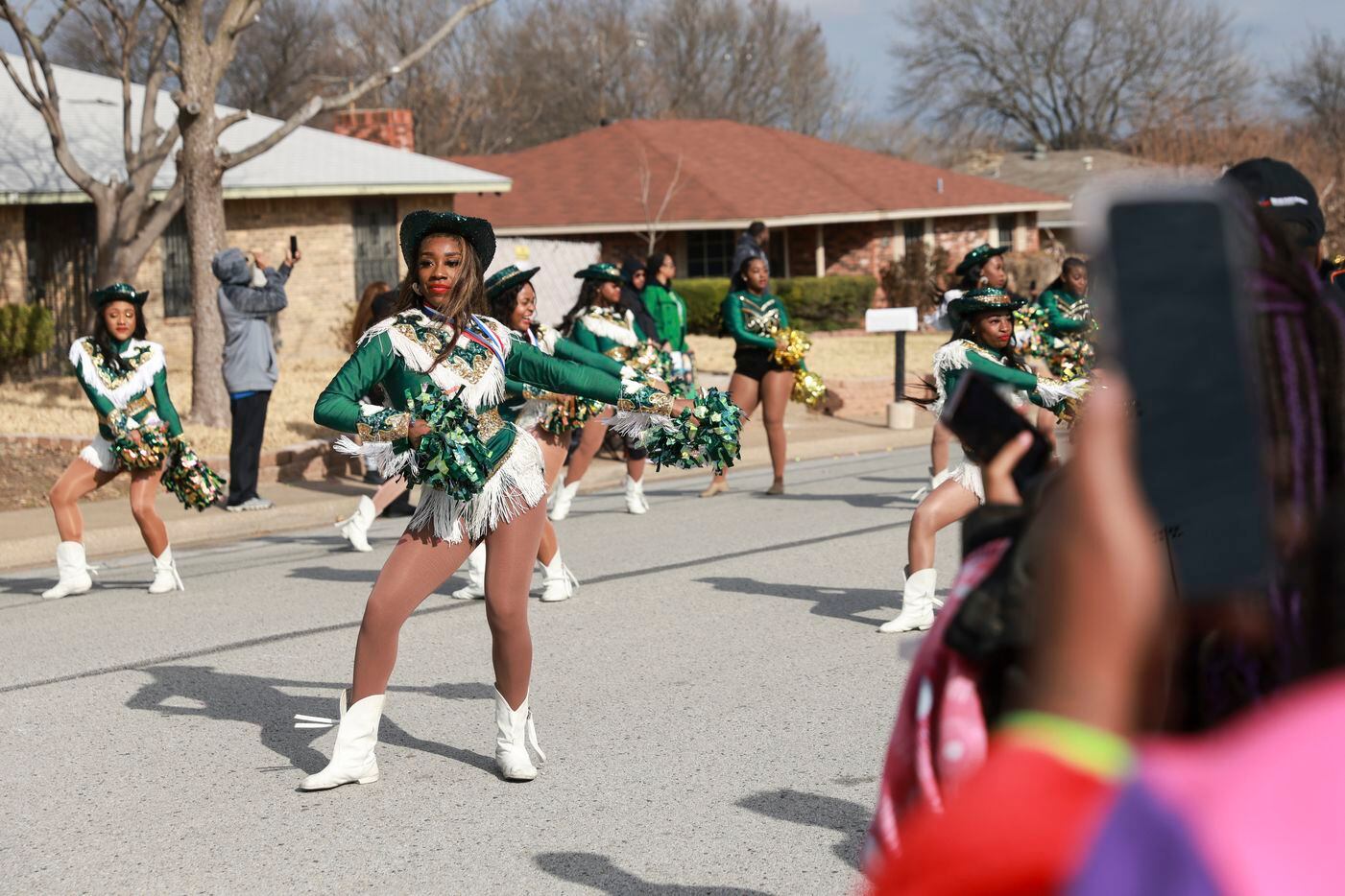 DeSoto High School’s Eaglettes dance during the parade, Saturday, Jan. 21, 2023, in DeSoto....